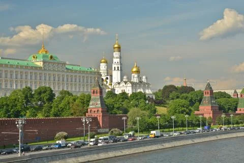 Moscow Kremlin and Moscow river. Stock Photos