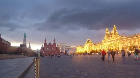 Moscow Kremlin And The Red Square in evening Timelapse Stock Footage 82046171