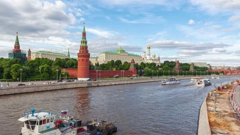 The Moscow Kremlin And River Stock Footage 155149113