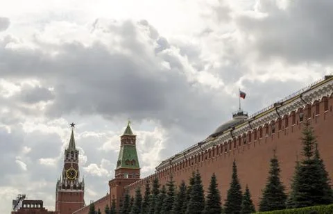 Moscow Kremlin on a background of clouds Stock Photos