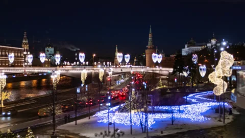 Moscow Kremlin Evening hyper lapse Stock Footage 162460672