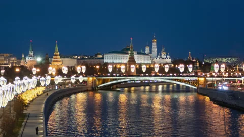 Moscow Kremlin evening hyperlapse Stock Footage 138435470