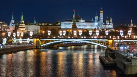 Moscow Kremlin evening hyperlapse Stock Footage 167792684