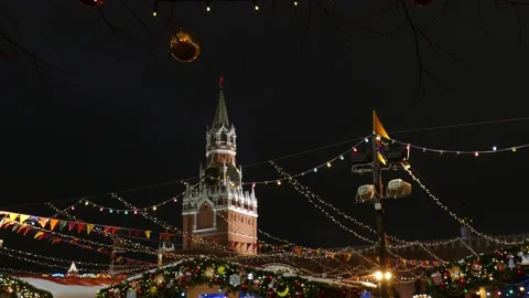 The Moscow Kremlin in the evening in winter Stock Footage 169956699