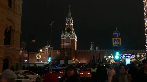 The Moscow Kremlin in the evening in winter Stock Footage 169957635
