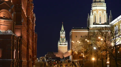 Moscow Kremlin late in the evening Stock Footage 22843094