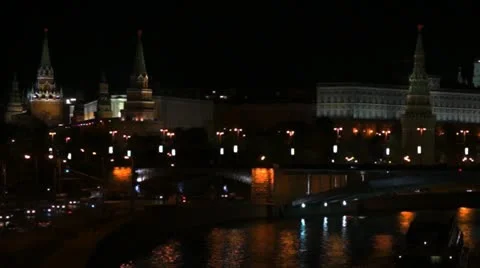 Moscow Kremlin at night 스톡 동영상 12381283