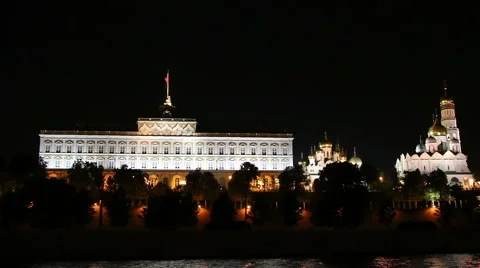Moscow Kremlin in the night Stock Footage 42759033