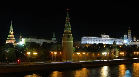 Moscow Kremlin at night 스톡 동영상 54650138