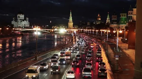 Moscow Kremlin night Stock Footage 66099035