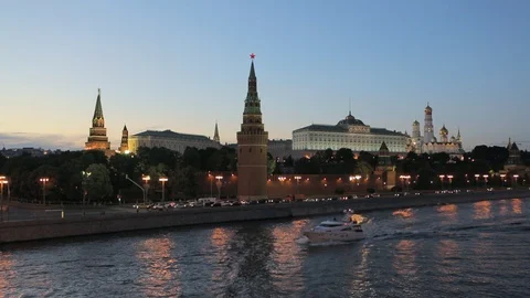 Moscow Kremlin at night Video stock 95945069