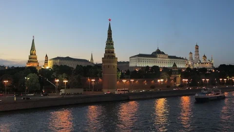 Moscow Kremlin at night Video stock 95945090