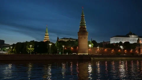 Moscow Kremlin at night Vídeo Stock 156545520