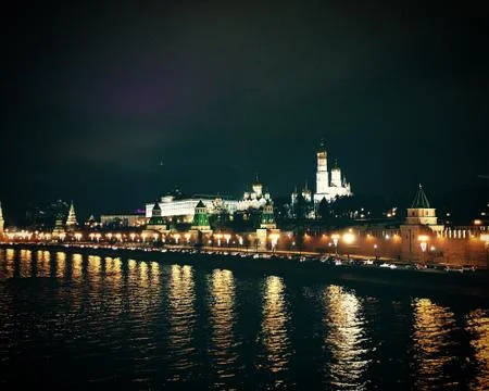The Moscow Kremlin at night Stock Photos