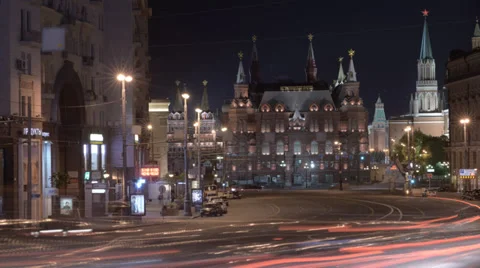 Moscow Kremlin at night timelapse Stock Footage 36761887