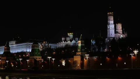 Moscow Kremlin at night, timelapse Stock Footage 73699368