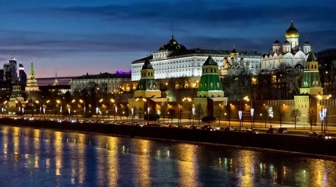 Moscow Kremlin night view Stock Footage 47263262