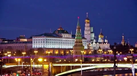 Moscow Kremlin night view Stock Footage 47323295