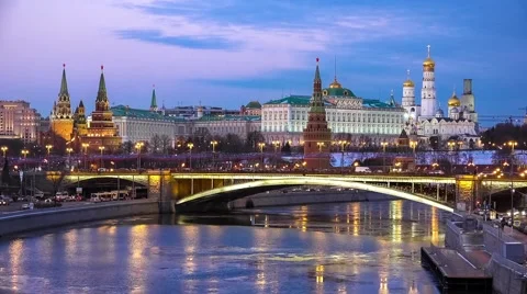 Moscow Kremlin night view Stock Footage 47413436