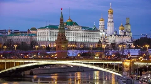 Moscow Kremlin night view Stock Footage 47413550