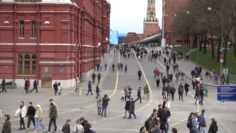 Moscow, Kremlin Passage, exit to Red Square. Russia Stock Footage 154024482