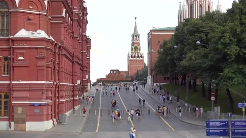 Moscow, Kremlin passage, exit to Red Square. Russia Moscow July 2021 Stock Footage 157649567