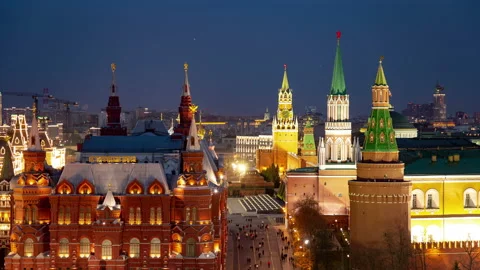 Moscow Kremlin, Red Square and State Historical Museum. Timelapse 4K. Stock Footage 111812331