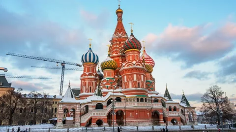 Moscow Kremlin, Red Square. St Basils Cathedral. Winter Stock Footage 161384688