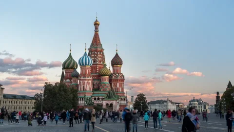 Moscow Kremlin, Red Square. St Basils Cathedral. Evening Stock Footage 164706318