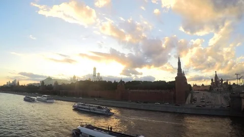 Moscow Kremlin at summer sunset timelapse Stock Footage 78018586