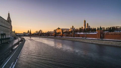Moscow Kremlin sunset 4k time-lapse footage Stock Footage 85159288