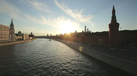 Moscow Kremlin at sunset Video stock 55555395