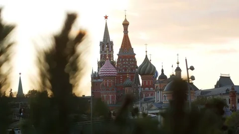 Moscow Kremlin at sunset Stock Footage 81327945