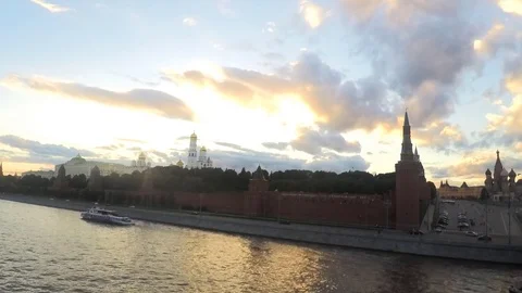 Moscow Kremlin at sunset timelapse Stockbeeldmateriaal 78018759