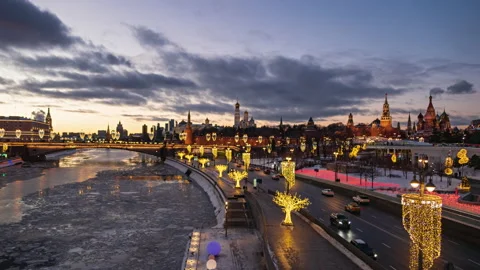 Moscow Kremlin sunset timelapse Stock-Footage 169025203