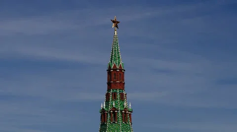Moscow Kremlin Tower with red start on top Stock Footage 22542936