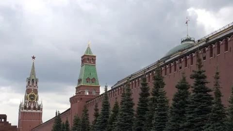 Moscow, Kremlin wall on red square. Russia Stock Footage 154481055