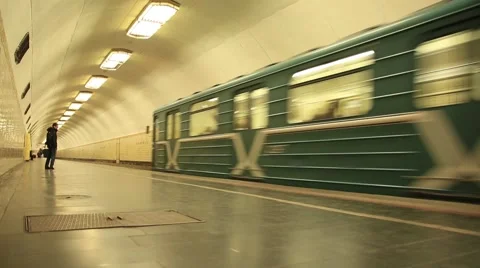 The Moscow metro. The arrival of the train Stock Footage 52924576