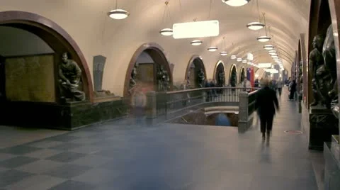 Moscow metro station (with applied effect) Video stock 22226235