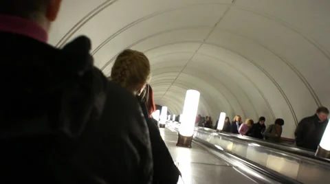 Moscow Metro Subway Going Down 002 Stock Footage 37283711