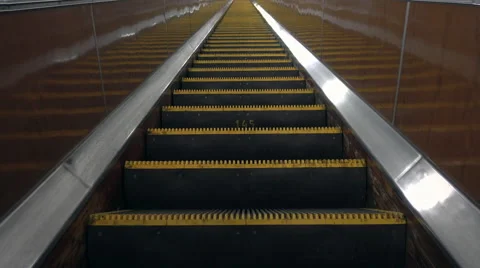 Moscow Metro Subway Going up Stock Footage 64731664
