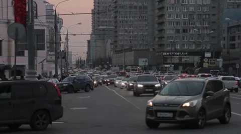 Moscow. New Arbat. View of the evening city centre. 動画素材 50144000