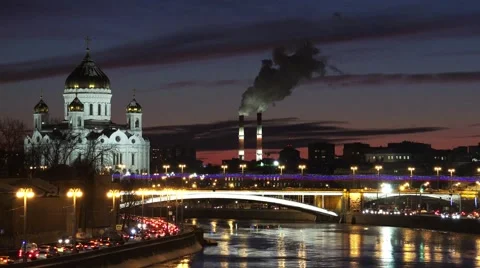 Moscow night cityscape Stock Footage 46867076