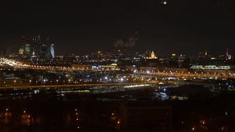 Moscow at night Stock Footage 106438440