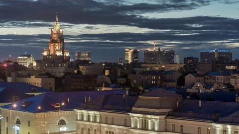 Moscow at night Stock Footage 136419511