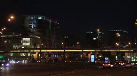 Moscow night. Road interchange Stock Footage 56646291