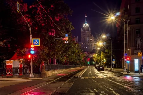 Moscow Night time lapse Stock Footage 94915468