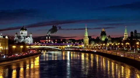 Moscow night view Stock Footage 47263227