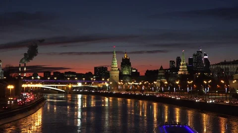 Moscow night view Stock Footage 70111234