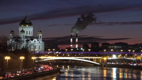 Moscow night view Stock Footage 76876802